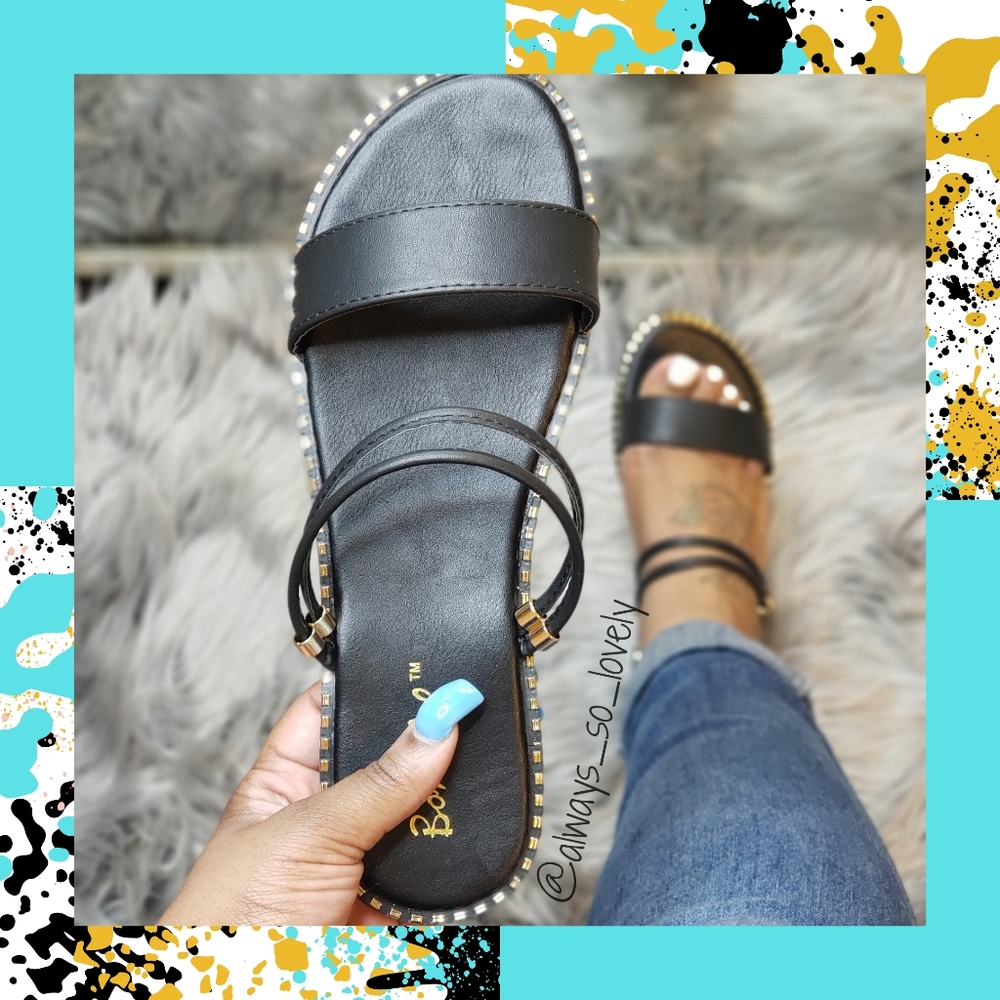 3/$15* Black double strap sandals